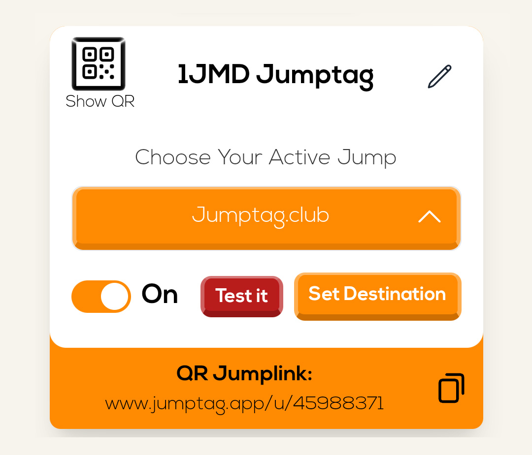 Jumptag card control UI